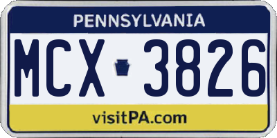 PA license plate MCX3826