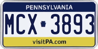 PA license plate MCX3893