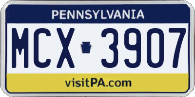 PA license plate MCX3907