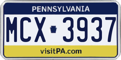PA license plate MCX3937