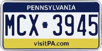 PA license plate MCX3945