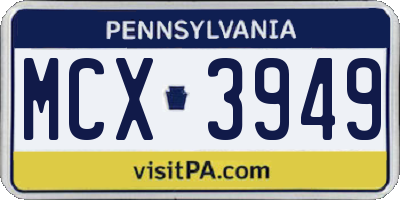 PA license plate MCX3949