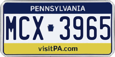 PA license plate MCX3965
