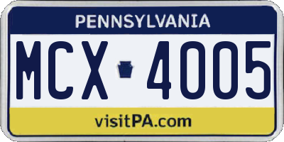 PA license plate MCX4005