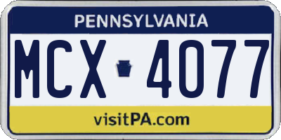 PA license plate MCX4077