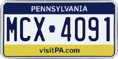 PA license plate MCX4091