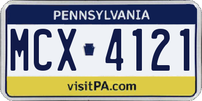 PA license plate MCX4121