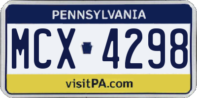 PA license plate MCX4298