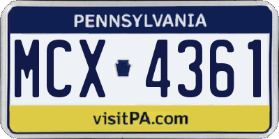 PA license plate MCX4361