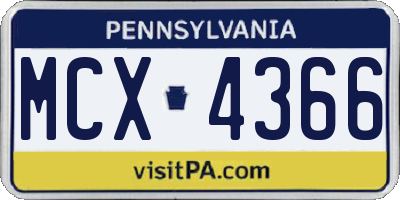 PA license plate MCX4366