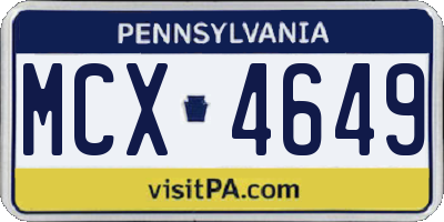 PA license plate MCX4649