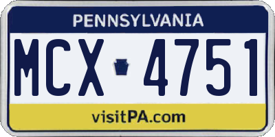 PA license plate MCX4751