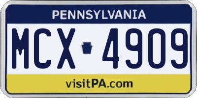 PA license plate MCX4909
