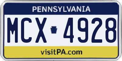 PA license plate MCX4928