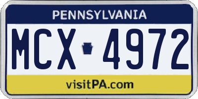 PA license plate MCX4972