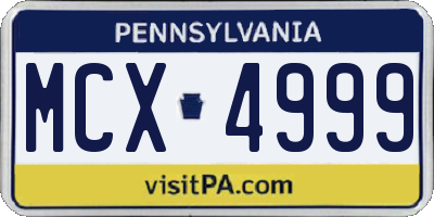 PA license plate MCX4999