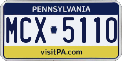 PA license plate MCX5110