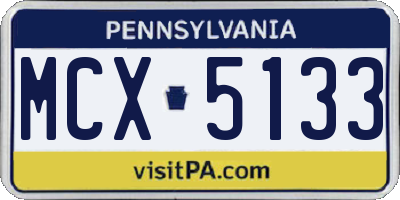 PA license plate MCX5133