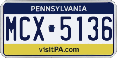 PA license plate MCX5136