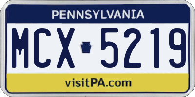 PA license plate MCX5219