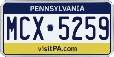 PA license plate MCX5259