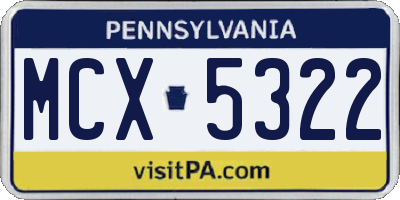 PA license plate MCX5322