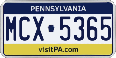 PA license plate MCX5365