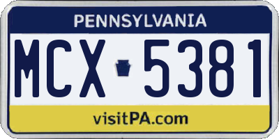 PA license plate MCX5381