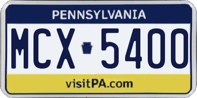 PA license plate MCX5400