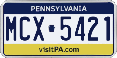 PA license plate MCX5421