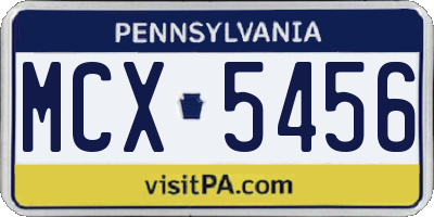 PA license plate MCX5456