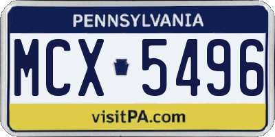 PA license plate MCX5496