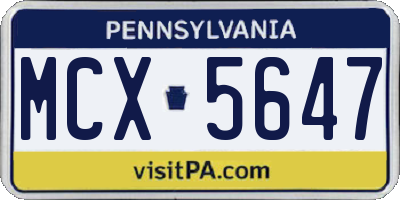 PA license plate MCX5647