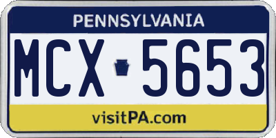 PA license plate MCX5653