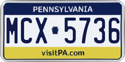 PA license plate MCX5736