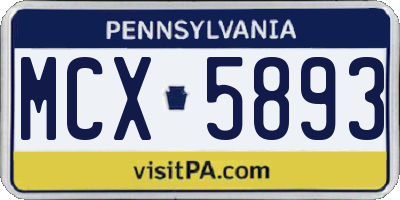 PA license plate MCX5893