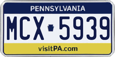 PA license plate MCX5939