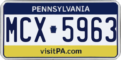 PA license plate MCX5963