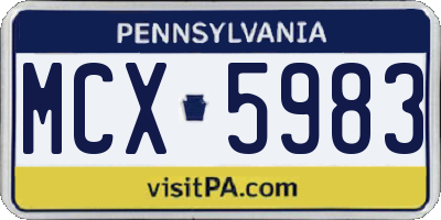 PA license plate MCX5983