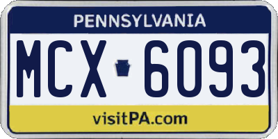 PA license plate MCX6093