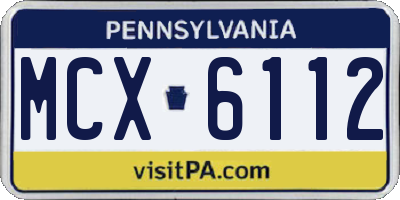 PA license plate MCX6112