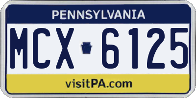 PA license plate MCX6125