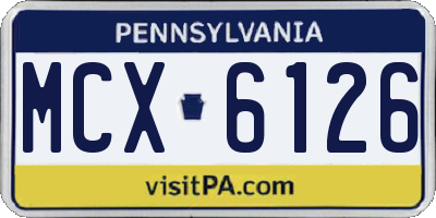 PA license plate MCX6126