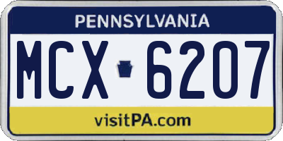 PA license plate MCX6207