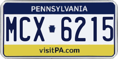 PA license plate MCX6215