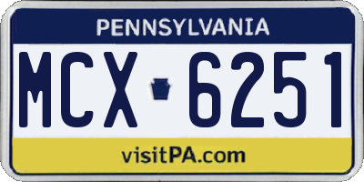 PA license plate MCX6251