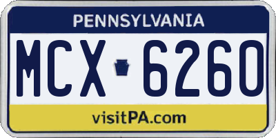 PA license plate MCX6260