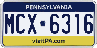 PA license plate MCX6316
