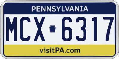 PA license plate MCX6317