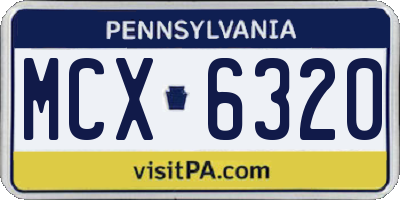 PA license plate MCX6320